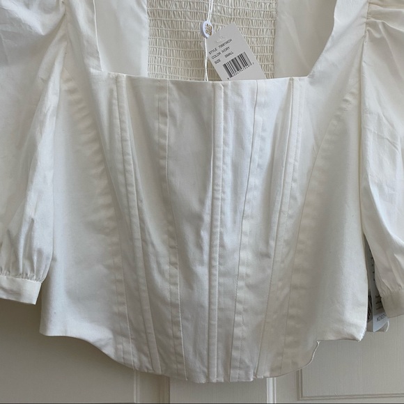 WAYF | Puff Sleeve Bustier Top in White • S - Picture 6 of 12